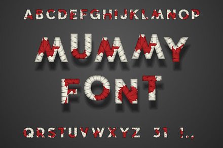 Mummy Bandage Font, Blood. Halloween