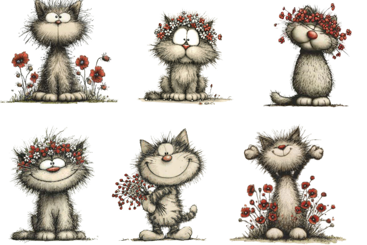 Whimsical Spring Cats Clipart, an Illustration by Designking (Photo 4 of 7)