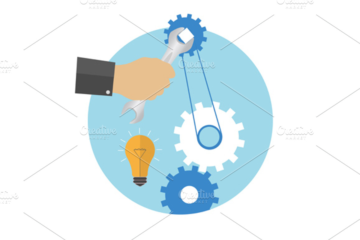 Set hand with wrench. Repair icon