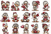 Whimsical Valentine Duck Clipart, an Illustration by OK Design (Thumbnail 3 of 6)