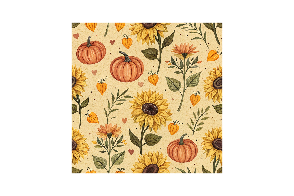 Sunflower & Pumpkin Heart Pattern, a Graphic by FloridPrintables (Photo 2 of 6)