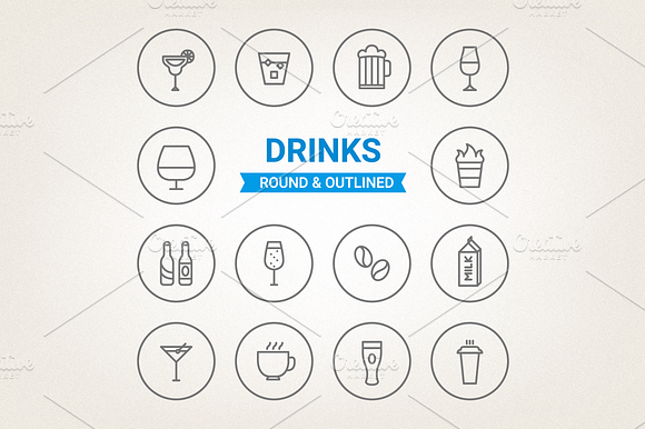 Circle Drinks Icons