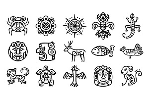 Black Mayan Totem Symbols, Ancient