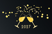 Two golden champagne glasses, a Seasonal Illustration by sceptical cactus (Thumbnail 2 of 3)