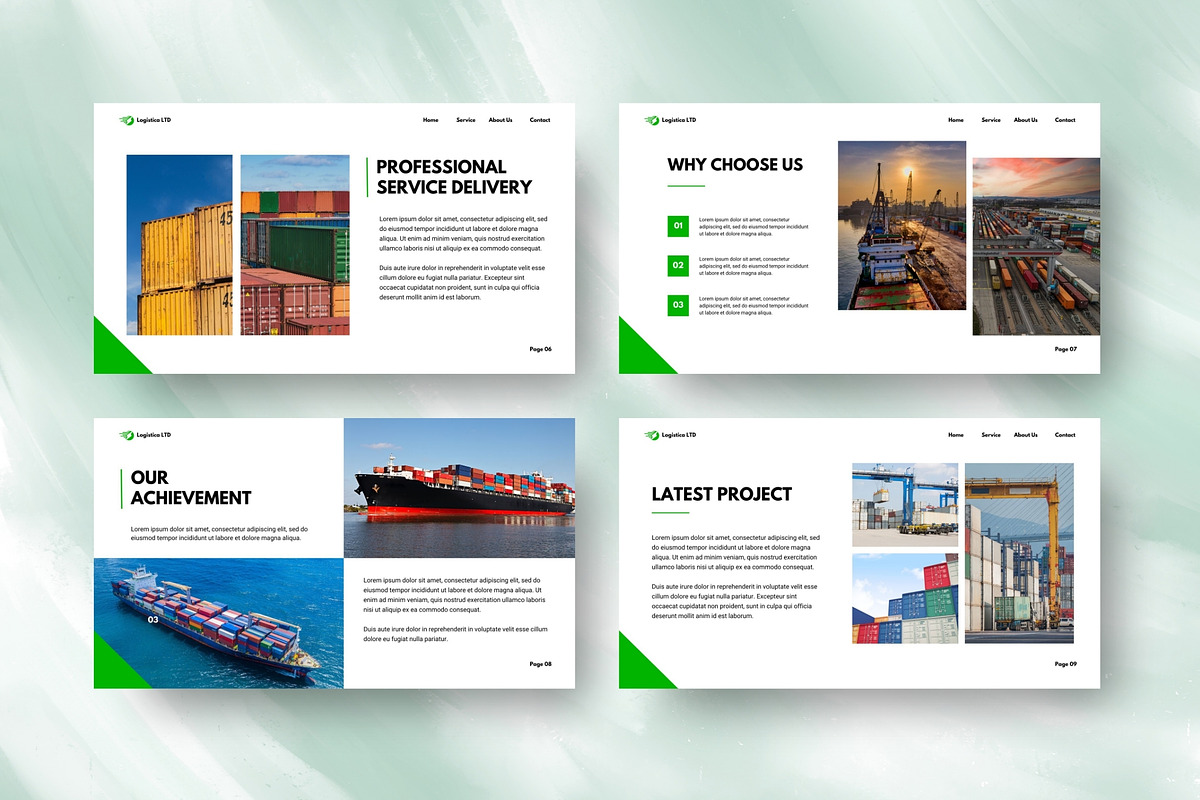 Logistics Pitch PowerPoint Template, a Presentation Template by FIBRINOSÄ (Photo 3 of 4)
