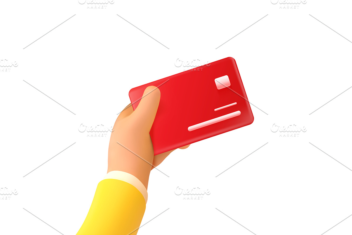 3d hand card. Arm hold credit or, a Finance Illustration by Stock-Smart-Start