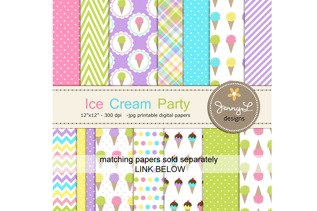 Ice Cream Party Cliparts, an Illustration by JennyL Designs (Photo 3 of 3)