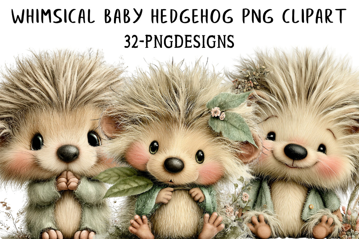 Whimsical Baby Hedgehog Png Clipart, an Illustration by Daily.Designs (Photo 1 of 8)