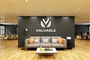 3d Logo Mockup In Office Lobby Room