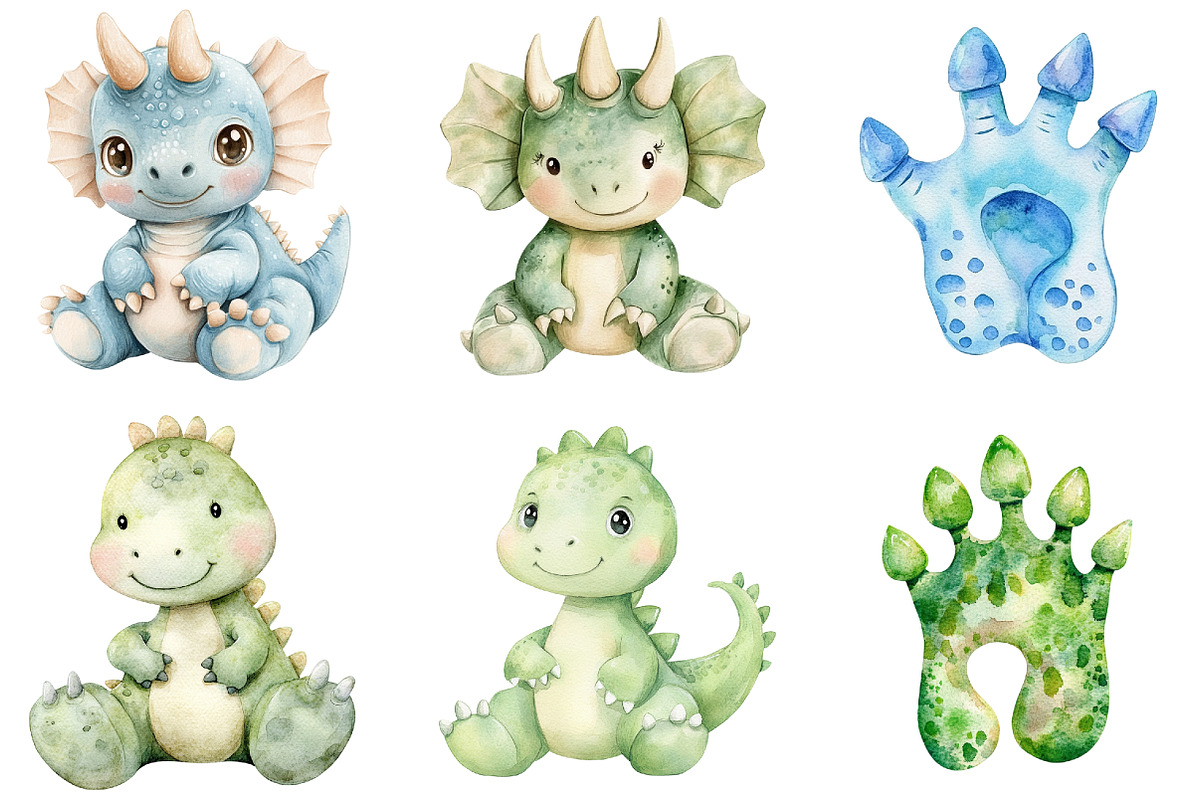 Dinosaur Nursery Baby Shower Clipart, a Seasonal Illustration by CitraGraphics (Photo 5 of 7)