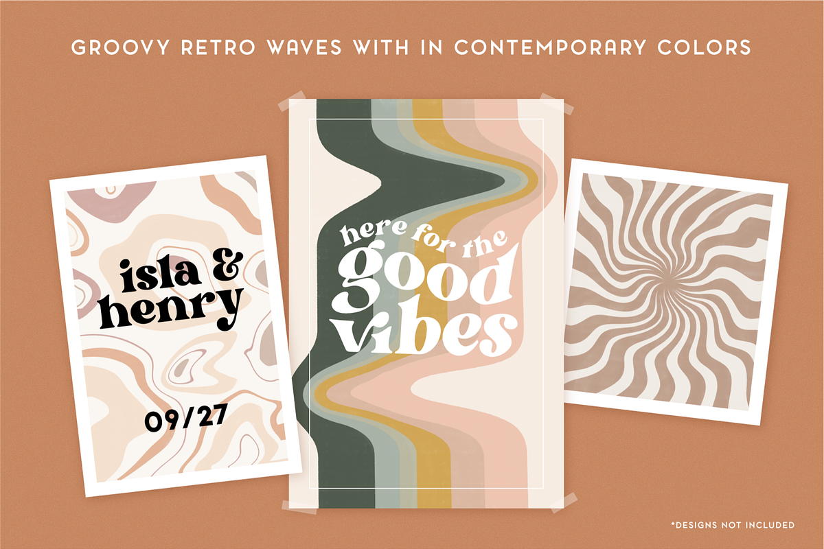 Retro 70s Waves Background Bundle, a Pattern Graphic by cassi has hobbies (Photo 8 of 9)
