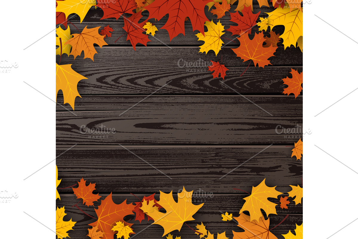 Wooden texture set with maple leaves, a Decorative Illustration by Vjom (Photo 6 of 9)