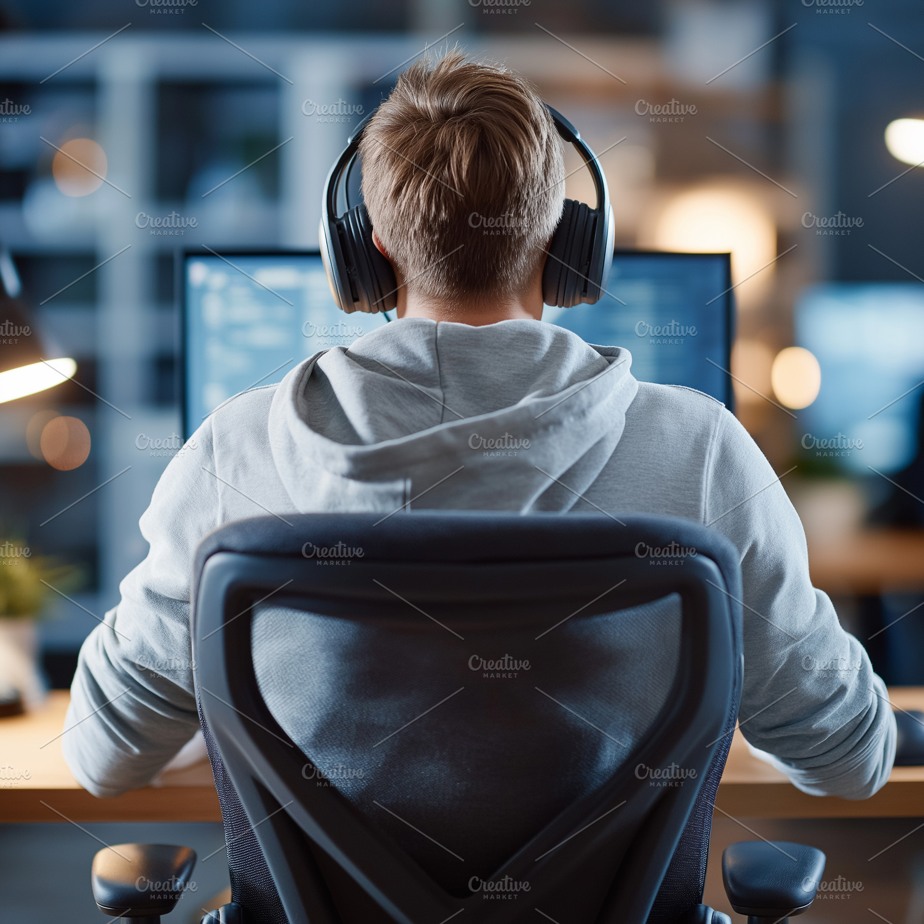Young gamer wearing headphones, a Person Photo by MistyDay