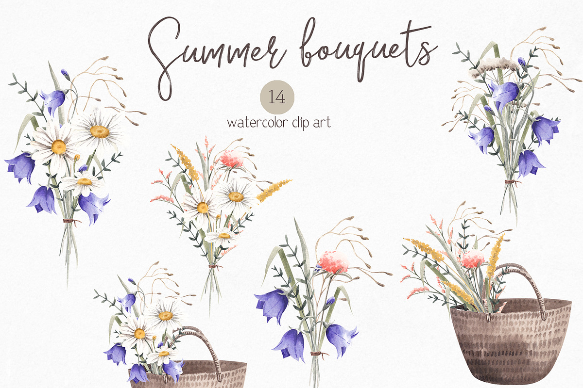 Watercolor Summer Flora clipart, an Illustration by YuliyaArtGarden (Photo 5 of 14)