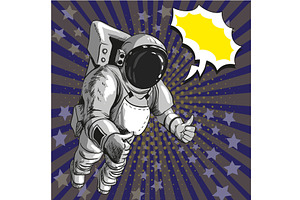 Vector Illustration Of Astronaut In