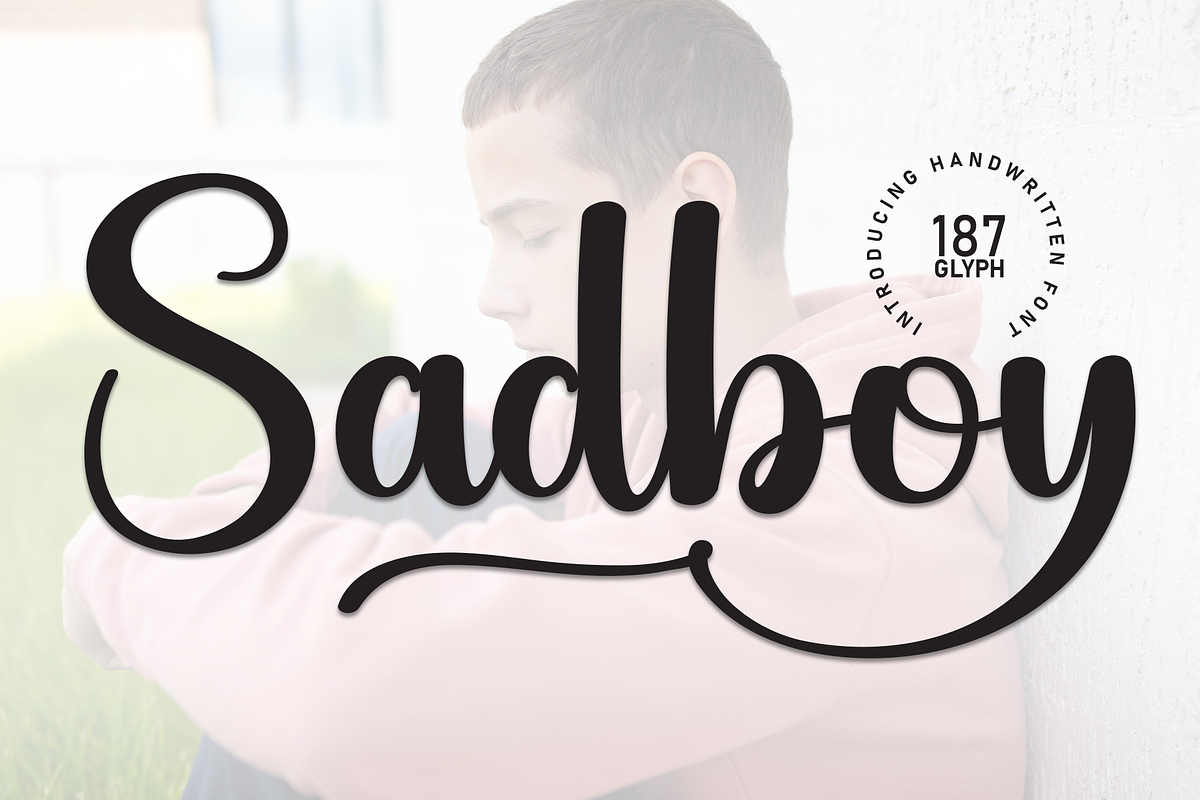 Sadboy | Script Font, a Handwritten Font by Scratchones (Photo 1 of 9)