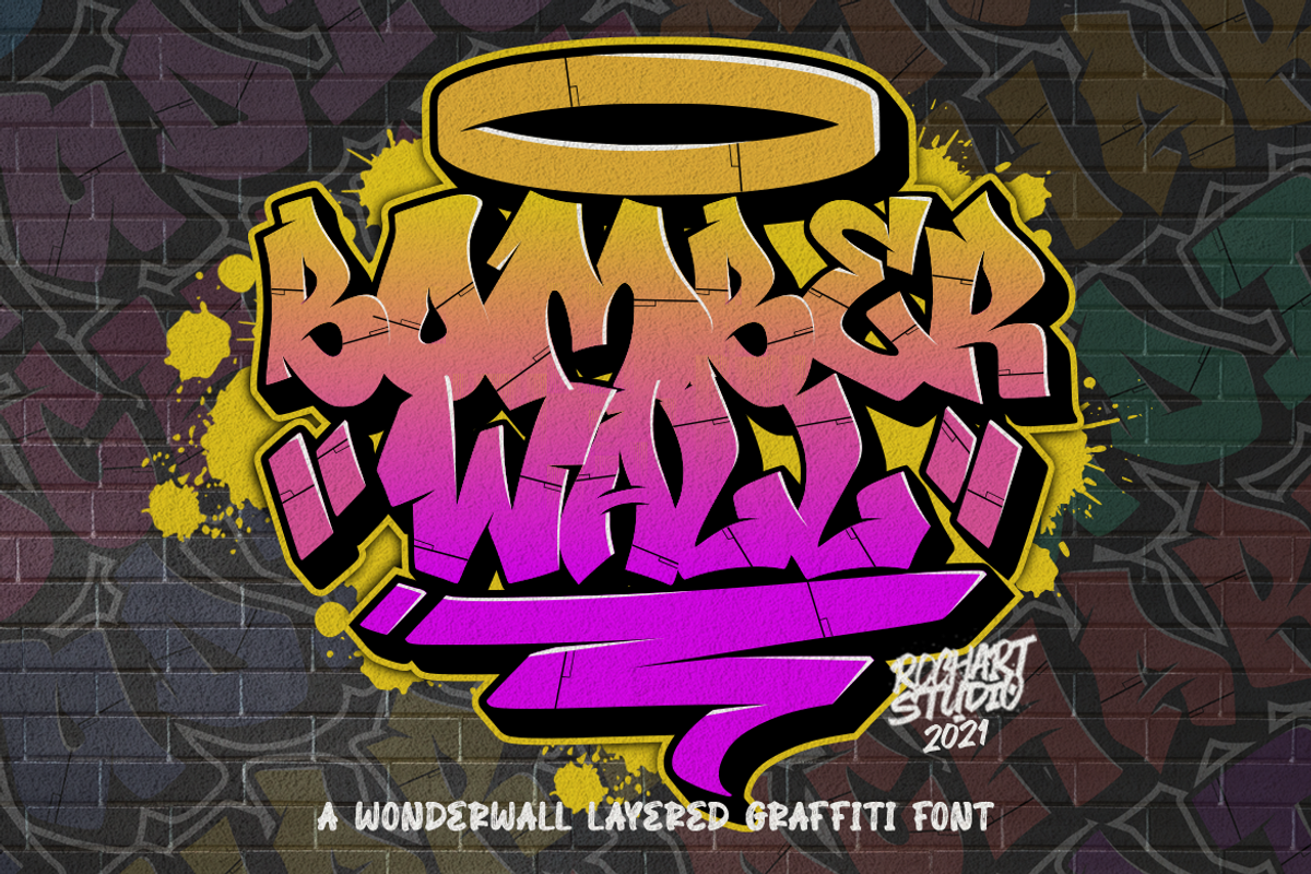 Bomber Wall Graffiti Font, a Script Font by Rochart (Photo 1 of 10)