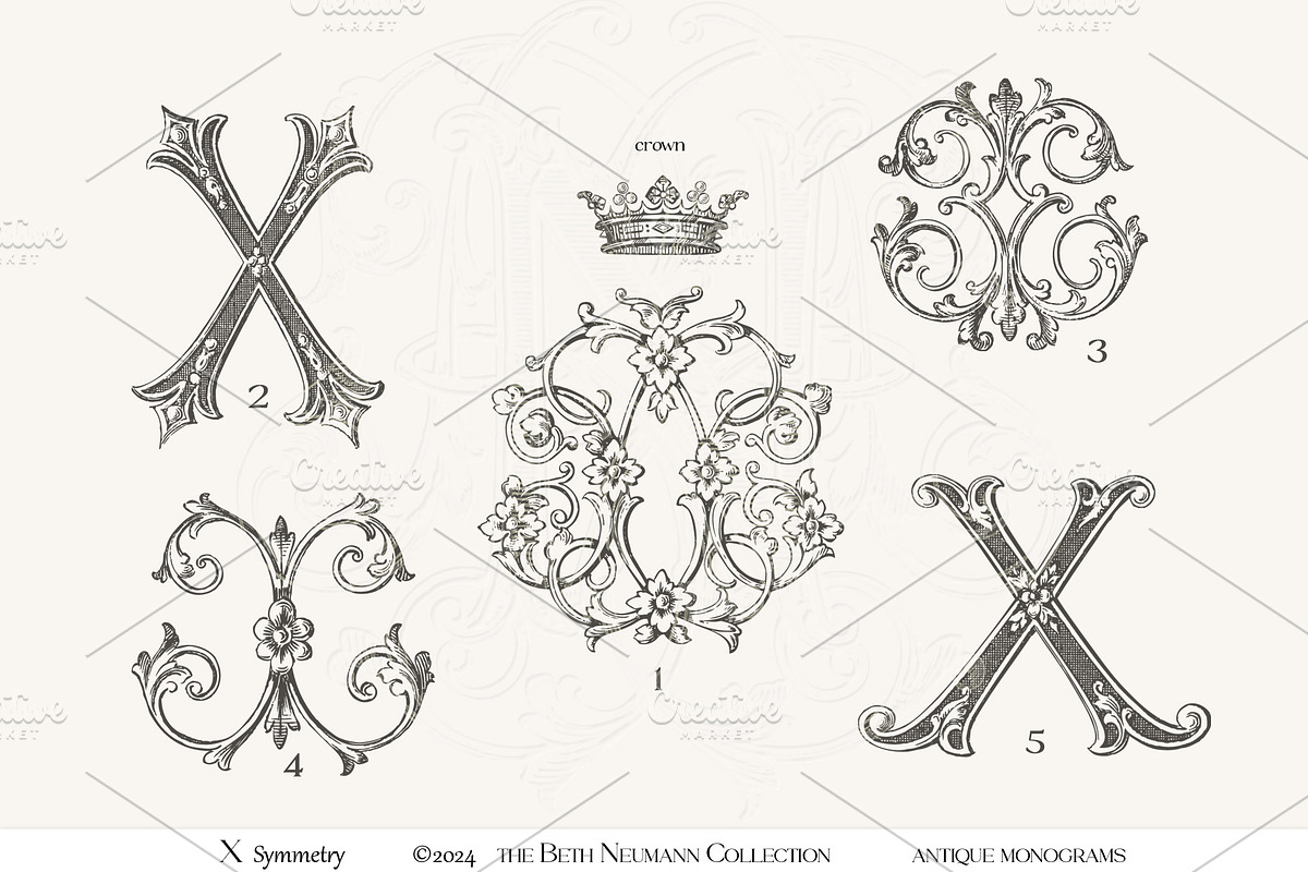 Antique Vintage Monogram Initial X, an Object Graphic by Antique Monograms (Photo 4 of 4)