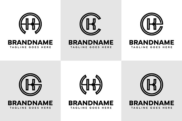 Letters Ak Ck Ek Gk Hk Ok Logo Set