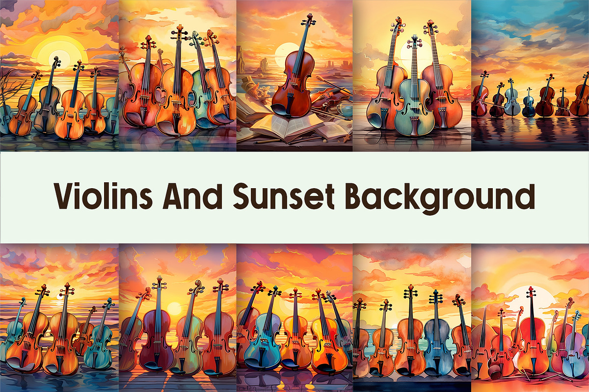 Violins And Sunset Background, a Background Graphic by AdriOP