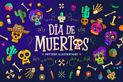 Day of The Dead pattern illustration, a Pattern Graphic by Visual Fear (Thumbnail 1 of 9)