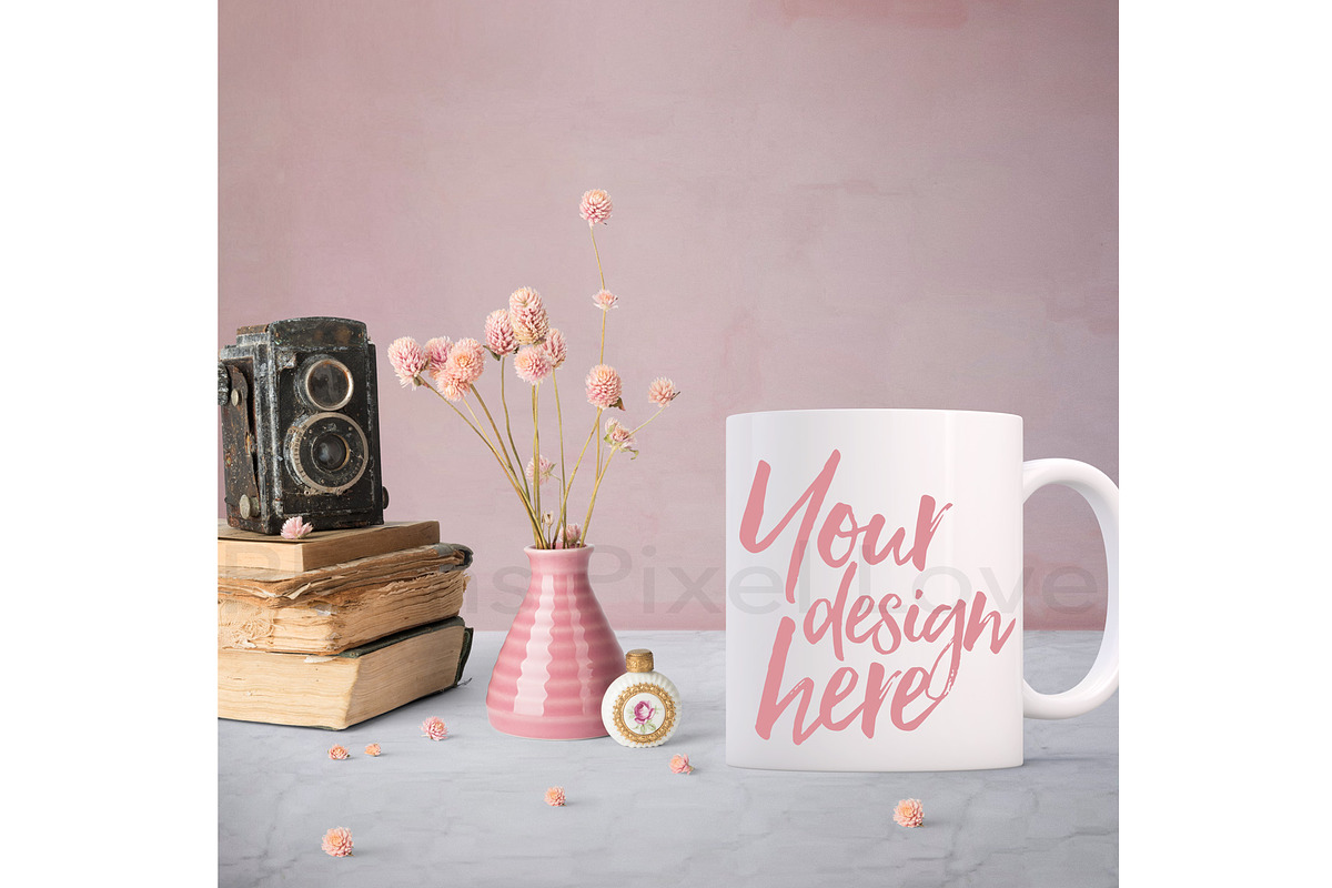 Pretty Feminine Coffee Mug Mock-up, a Books & Magazine Mockup by Plums Pixel Love