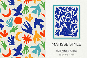 Matisse Style Patterns & Poster, a Pattern Graphic by Irina Ostapenko
