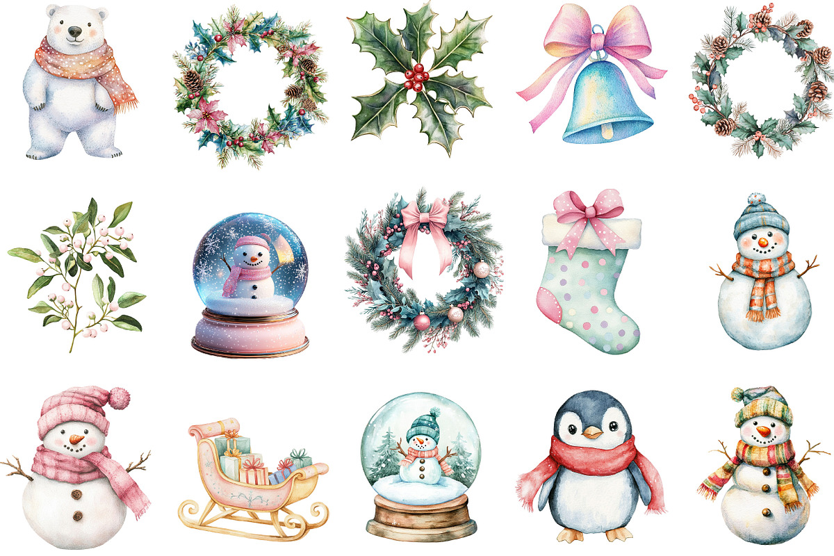 Pastel Christmas Clipart, an Illustration by designcity5 (Photo 2 of 5)