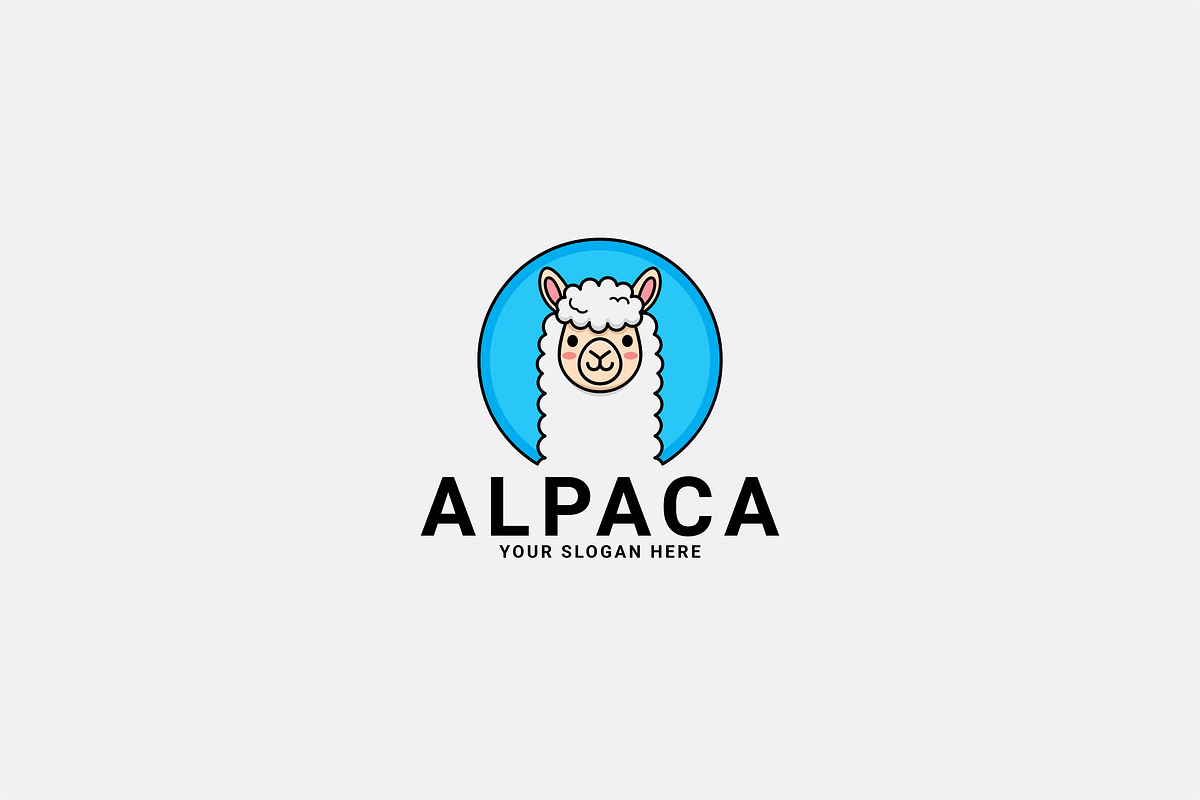 Alpaca Simple Mascot Logo Template, an Animal Illustration by shazi
