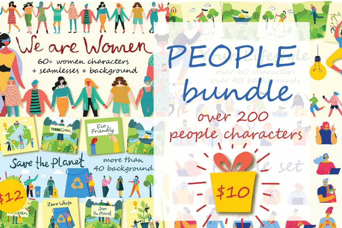 People Bundle, a Person Illustration by Virinaflora (Photo 1 of 9)