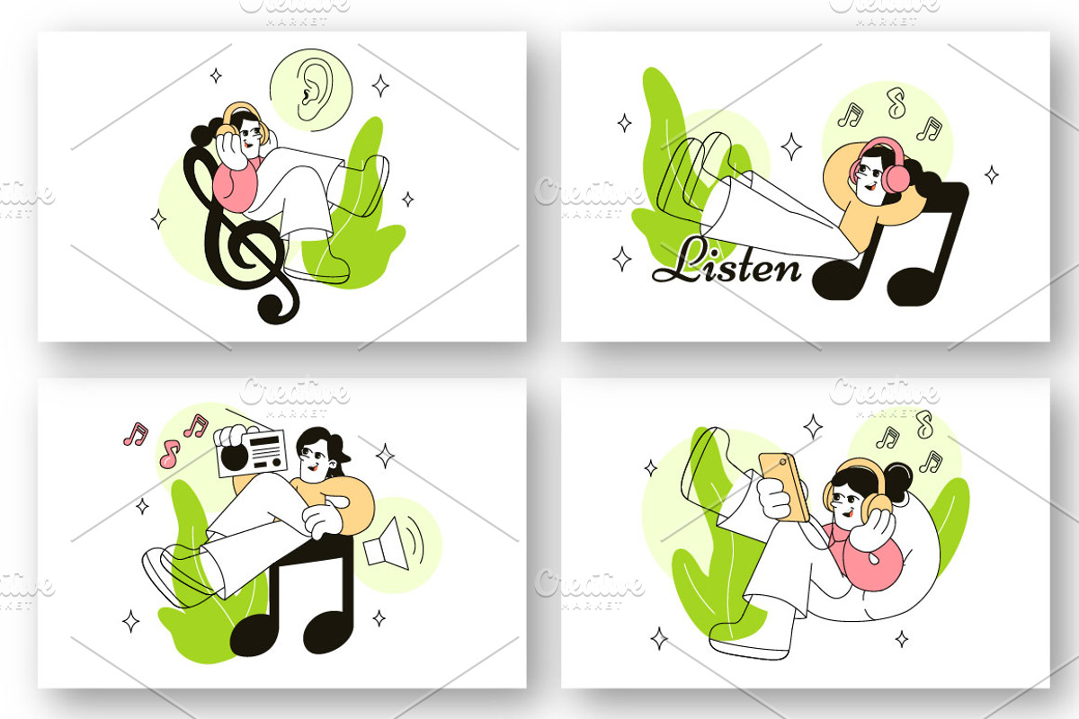 6 Listen Vector Illustration, a Person Illustration by denayunebgt (Photo 2 of 3)