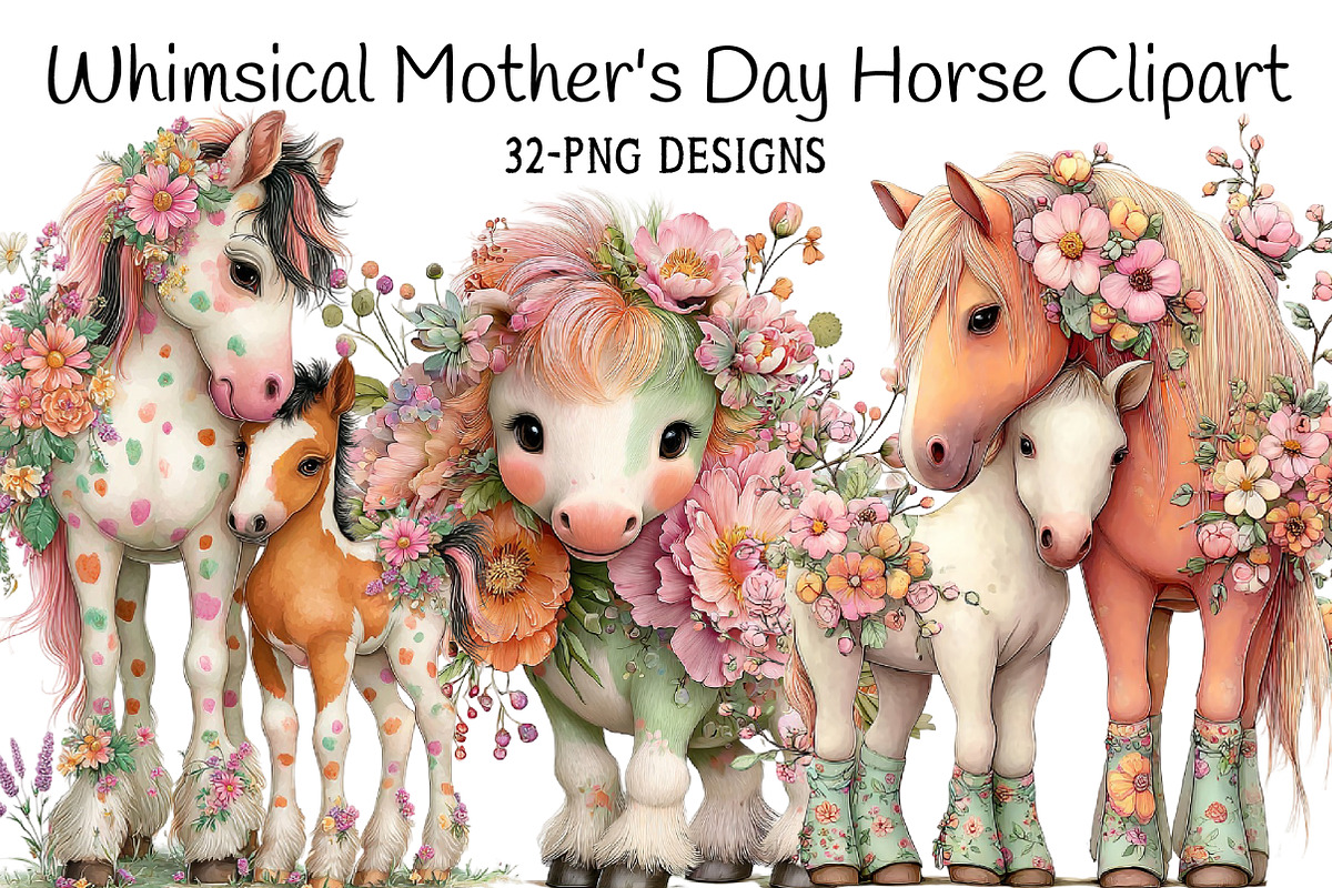 Whimsical Mother's Day Horse Clipart, an Illustration by Daily.Designs (Photo 1 of 7)