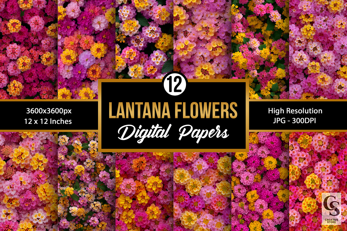 Pink Summer Lantana Flowers Pattern, a Pattern Graphic by Creative Store (Photo 1 of 5)