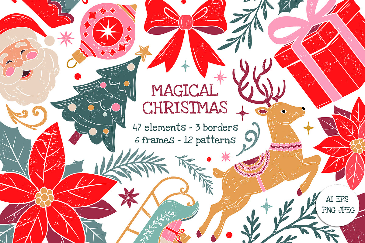 Magical Christmas. Vector Clipart, a Seasonal Illustration by Hanna's ArtLab (Photo 1 of 8)