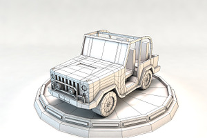 Cartoon Jeep Low Poly 3D Model