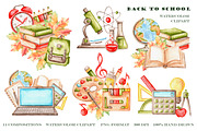 Back to school watercolor clipart., an Education Illustration by SabinaWatercolorArt (Thumbnail 3 of 15)