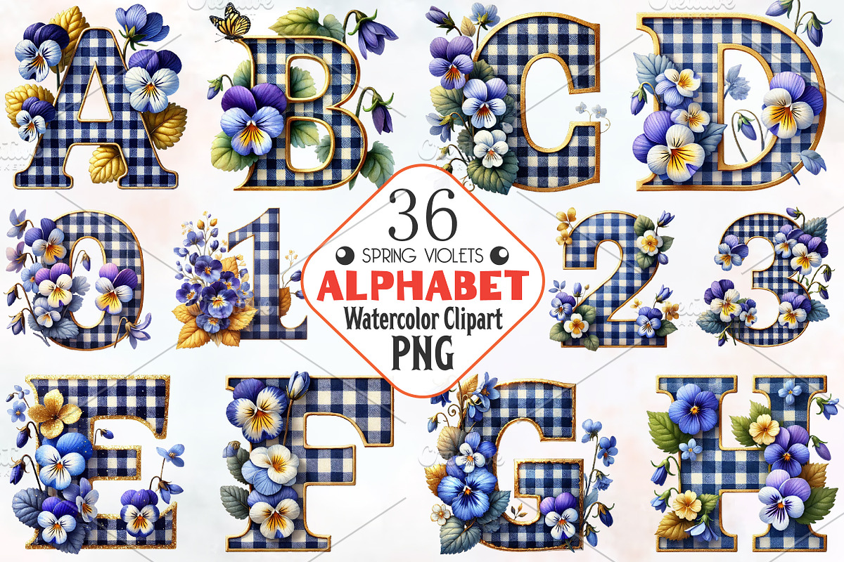 Gingham check Alphabet spring, an Illustration by RobertsArt (Photo 1 of 7)