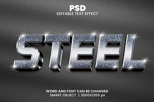 Steel 3d Editable Psd Text Effect