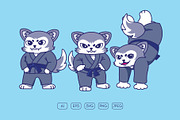 Jiu Jitsu Wolf Cartoon Mascot Set, a Sport Illustration by ashenterprise (Thumbnail 2 of 4)