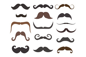 Men Mustache Styles Vector Icons