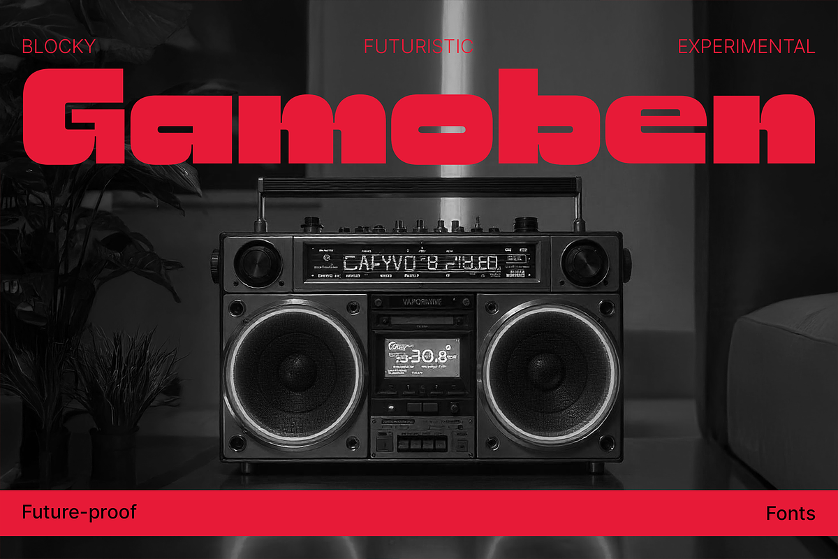 Gamoben - Futuristic Blocky Fonts, a Sans Serif Font by Konstantine Studio (Photo 1 of 4)