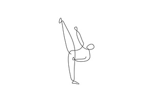 karate continuous line illustration, a Branding & Logo Template by yanuart