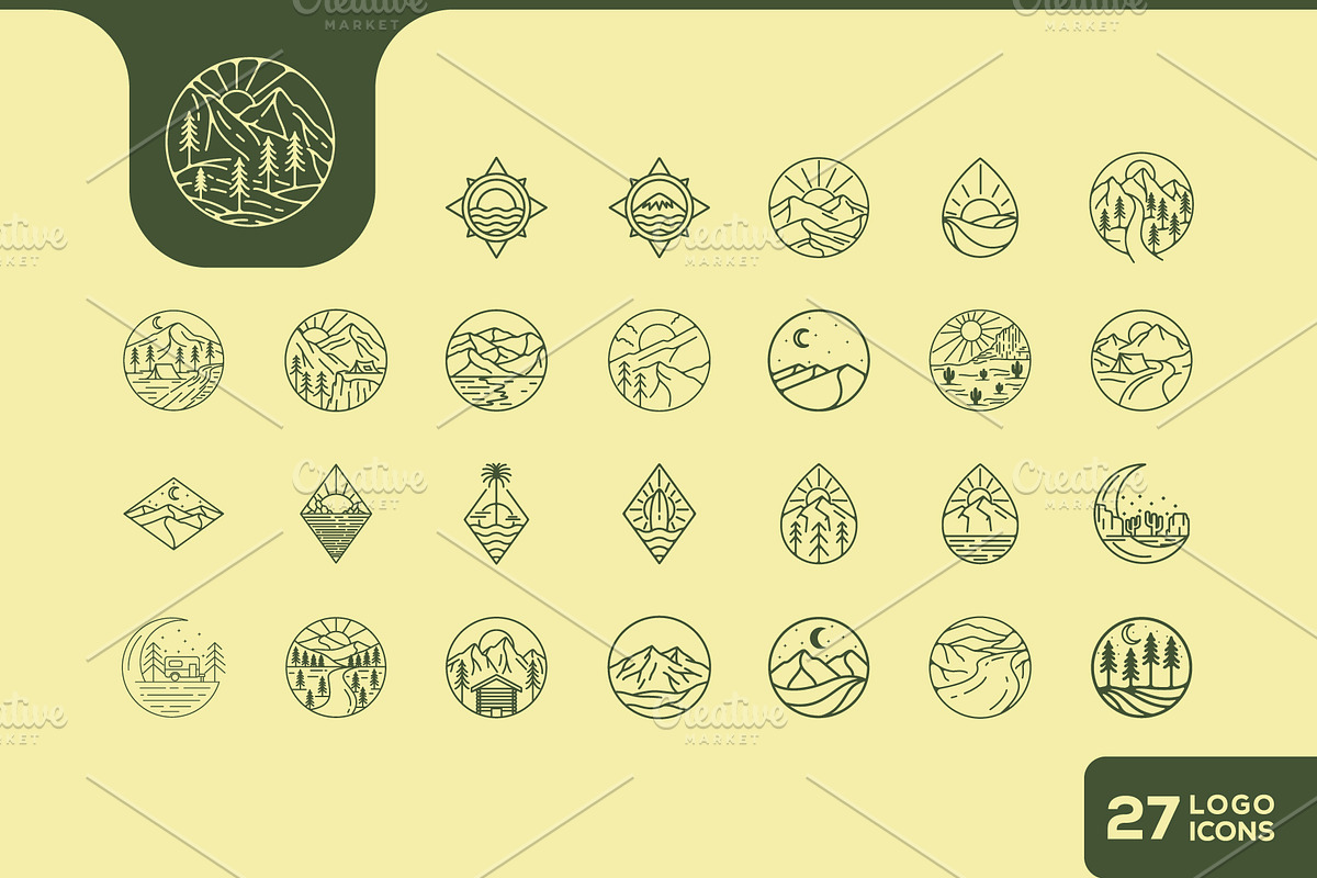 outdoor line vintage badge icon, an Outline Icon by devastd