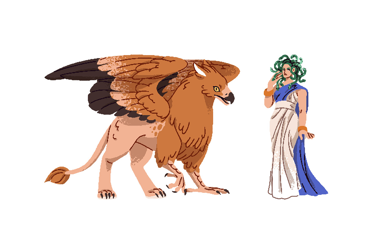Mythical, fantastic creatures set, an Animal Illustration by PaperTrident (Photo 6 of 7)