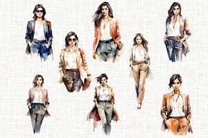 Watercolor Lady Boss Clipart