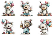 Whimsical Birthday Teddy Bear Clipar, an Illustration by CraftArtStudio (Thumbnail 6 of 6)