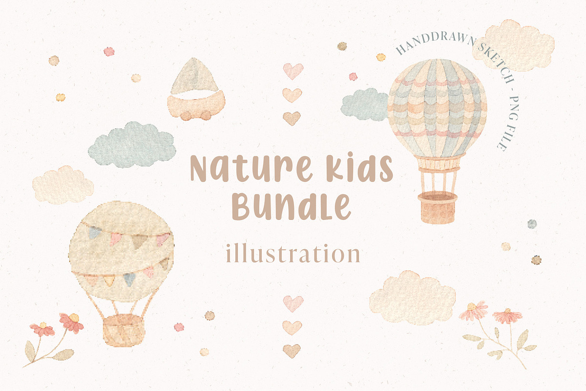 Nature Kids Bundle Watercolor, an Illustration by liebe.erika - Papeterie (Photo 1 of 5)