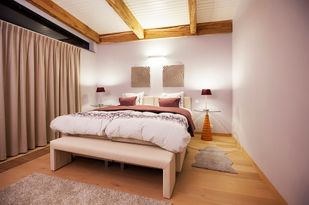Countryside villa's bedroom stock photo containing bed and decoration, an Architecture Photo by ariadna de raadt