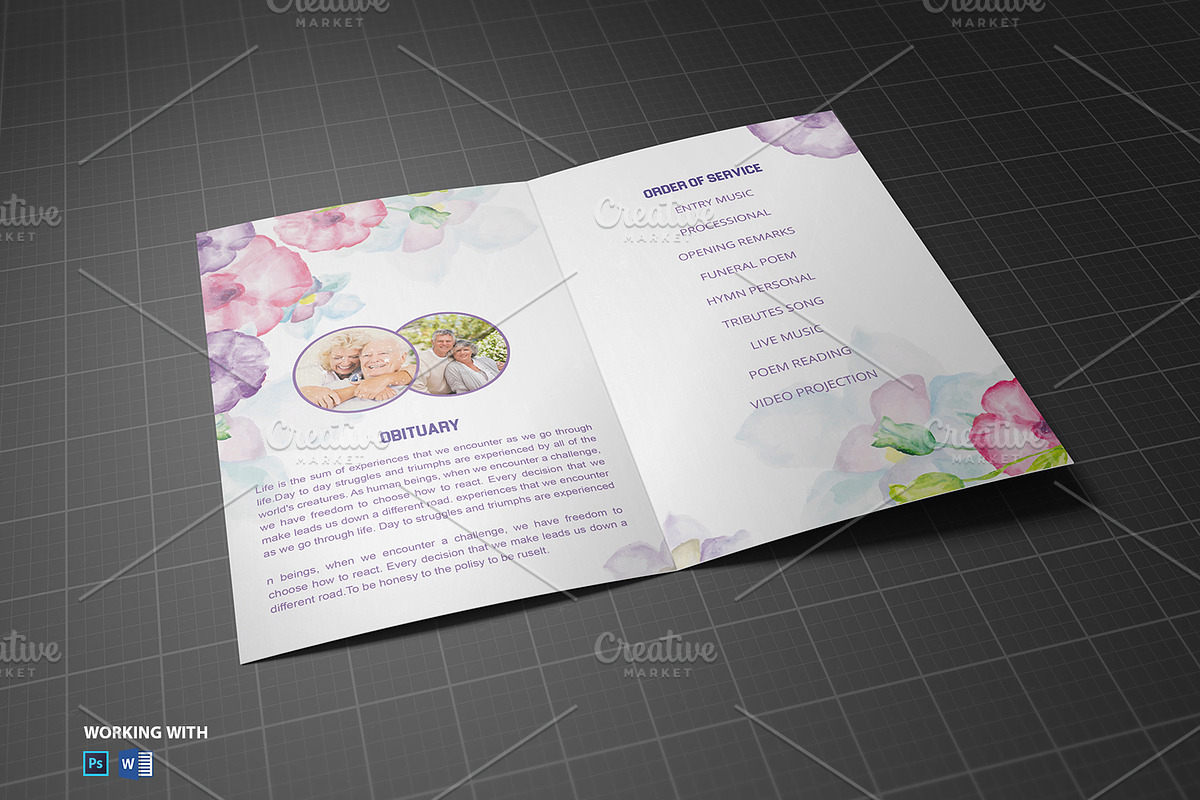 Funeral Program Template Watercolor, a Brochure Template by Madhabi Studio (Photo 4 of 5)