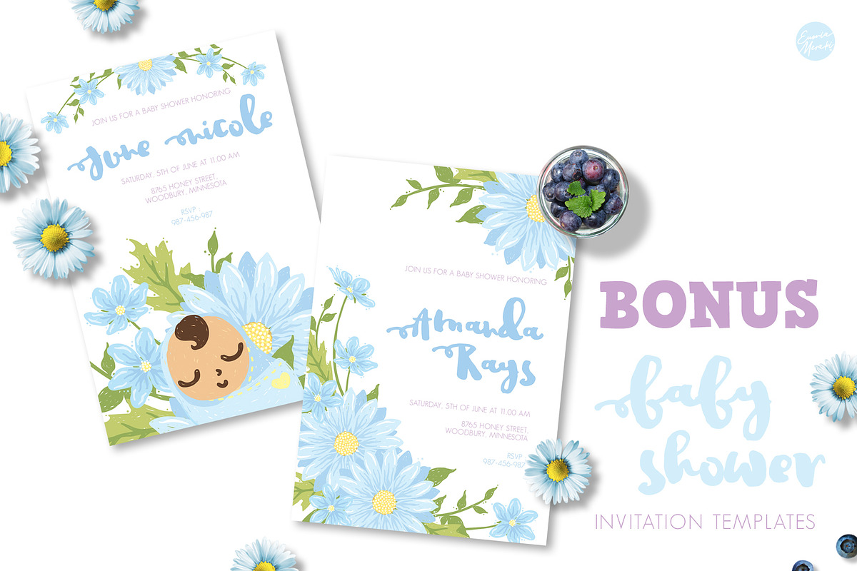 Blue Flower Baby Shower - Daisy, an Illustration by Euonia Meraki (Photo 6 of 8)
